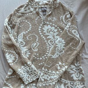 Chico's Beige and Cream Half-Zip Sweater